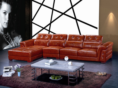 头层黄牛真皮沙发 时尚珠光皮艺沙发 1+3+贵L型客厅沙发